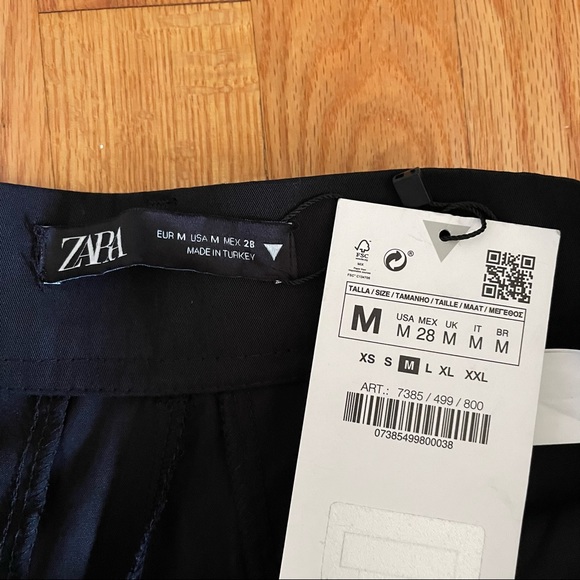 Zara High Waisted Full Length Straight Trouser Pants Black 7385/499 - Picture 2 of 14